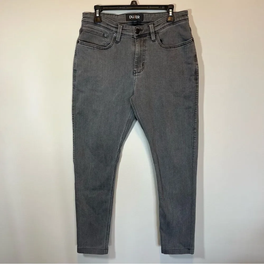 Du/er Jeans Men’s L2X Relaxed Taper Fit Gray Denim Stretch 31x28